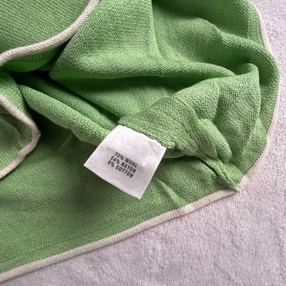 St. John Sport Marie Gray Womens Green Wool-Blend Zip-Up Short Sleeve Top Large - Picture 4 of 13